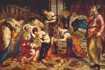 die Geburt Johannes des Täufers Italienischen Renaissance Tintoretto Ölgemälde